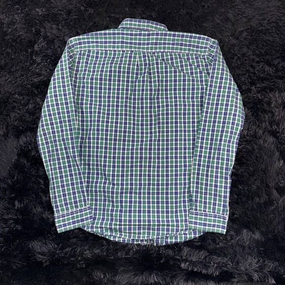 GAP Button Down Shirt Boys XL Green Blue Plaid Check Long Sleeve Casual - Picture 7 of 7
